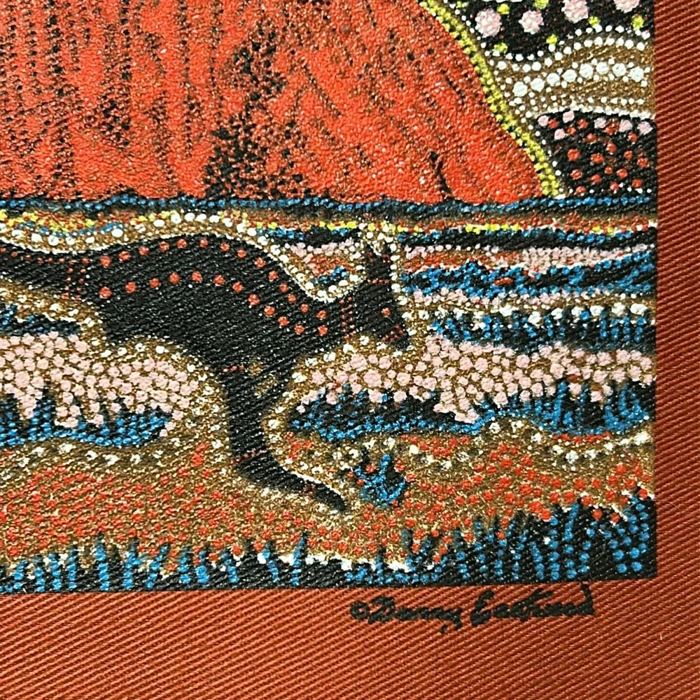 Uluru Aboriginal Art AUSTRALIA PRINT + Survival of the Kangaroos on Cotton Mat